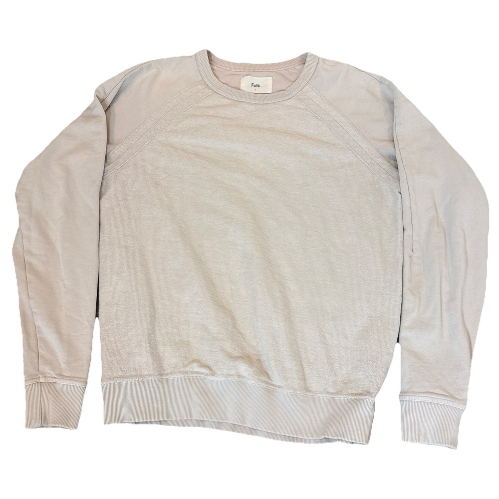 Folk Clothing Men's Crew‎ Neck Blend Sweater  Sweatshirt Beige Tan Size 3 S/M